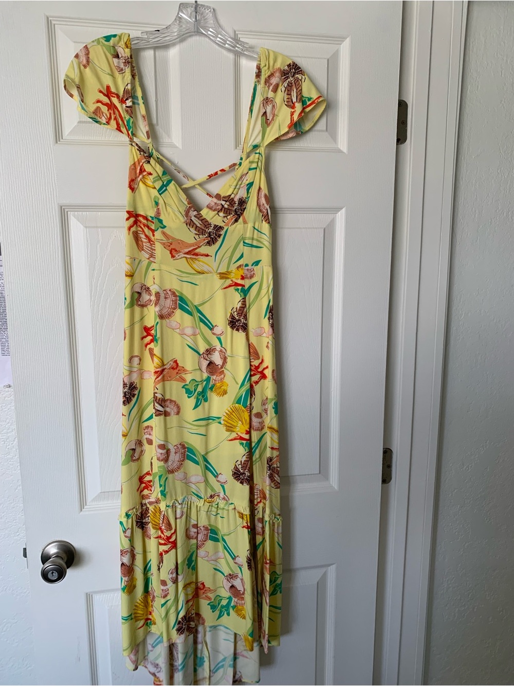 Urban Outfitters Yellow Tropical Floral Midi Dress